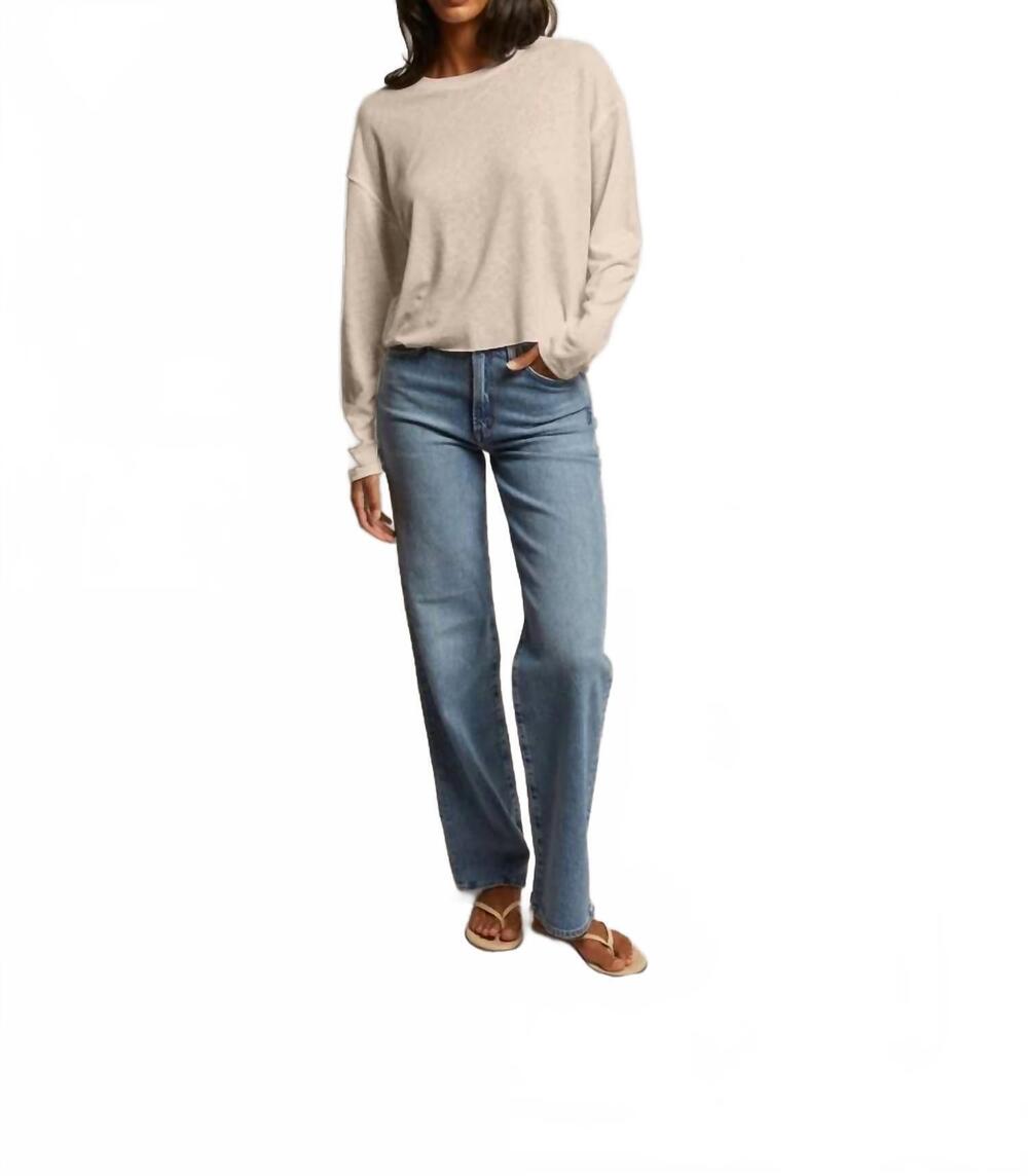 NEW PERFECTWHITETEE millie long sleeve crew tee in oatmeal